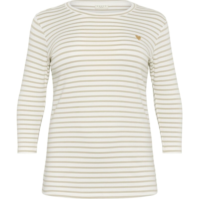 KAFFE CURVE Tričko KCLia tmavobéžová / biela 65878714