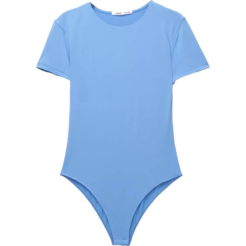 Pull&Bear Košeľové body azúrová 65880412