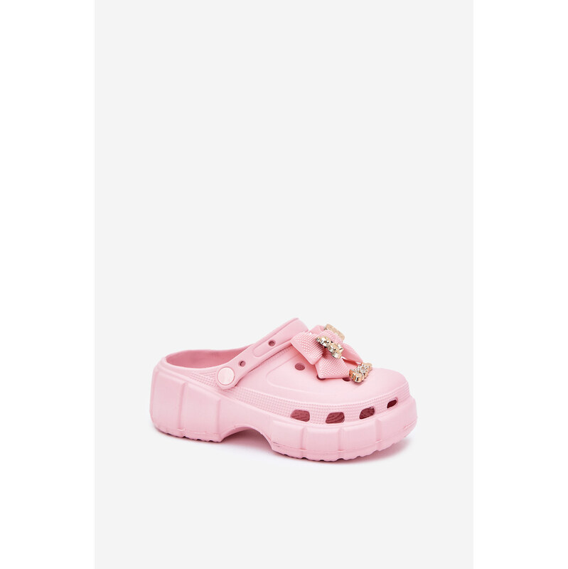 Boto Detské Dievčenské Pantofle Penové S Mašľou A Ozdobami Rúžové 64695901