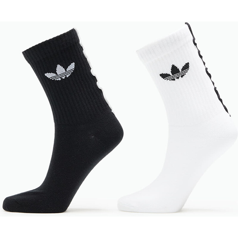 adidas Originals adidas Ruffle Crew Socks 2-Pack White/ Black/ Blue M 64011880