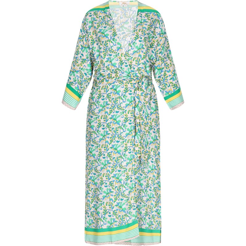 usha FESTIVAL Kimono Fashion Look béžová / svetlomodrá / žltá / zelená 65875384