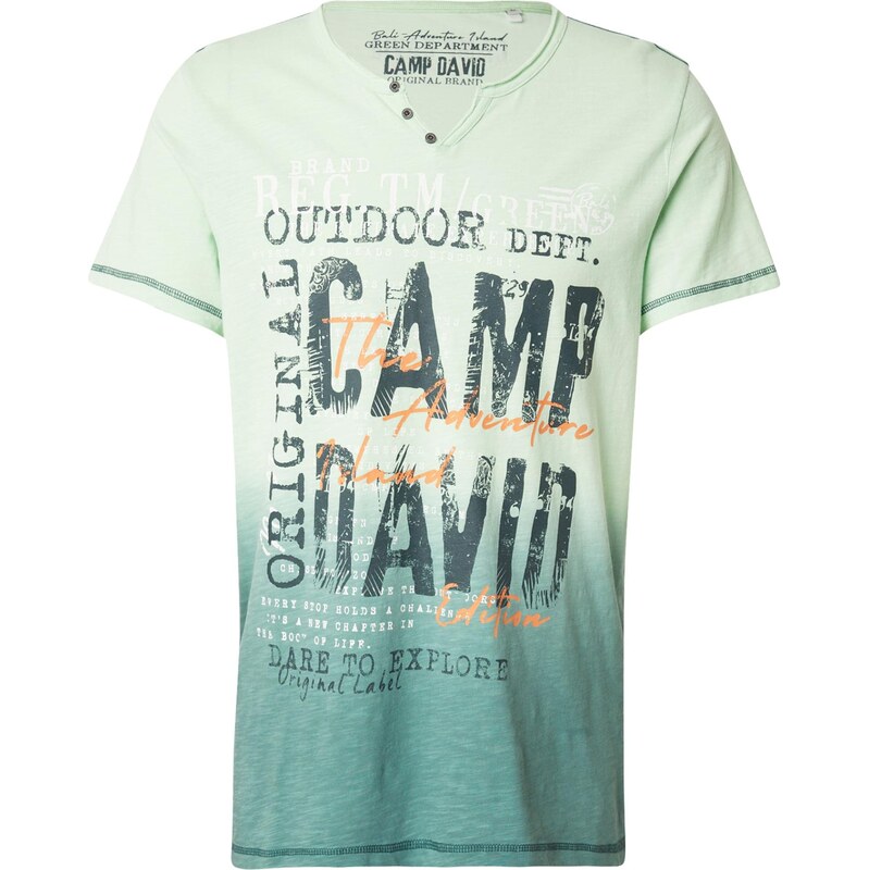 CAMP DAVID Tričko svetlozelená / tmavozelená / oranžová 64017989