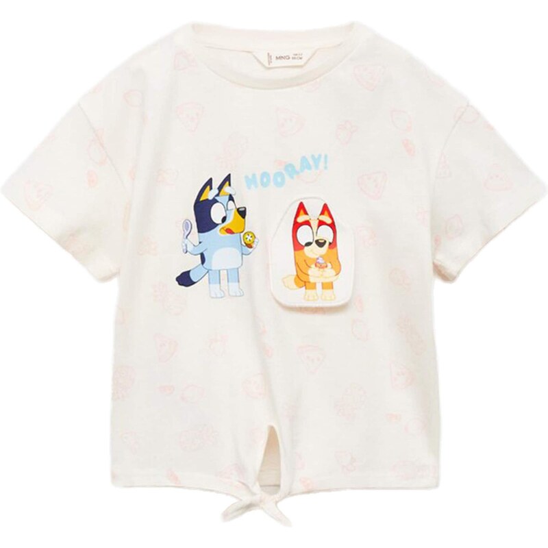 MANGO KIDS Tričko BLUKIWI svetlomodrá / koralová / červená / šedobiela 64019215