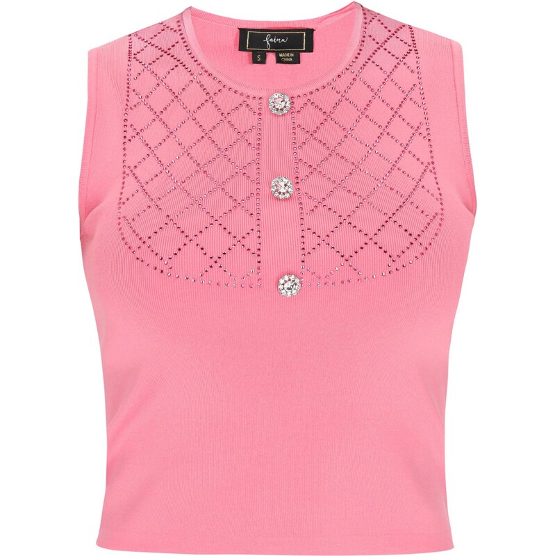 faina Vyšívaný top svetloružová / strieborná 65875702