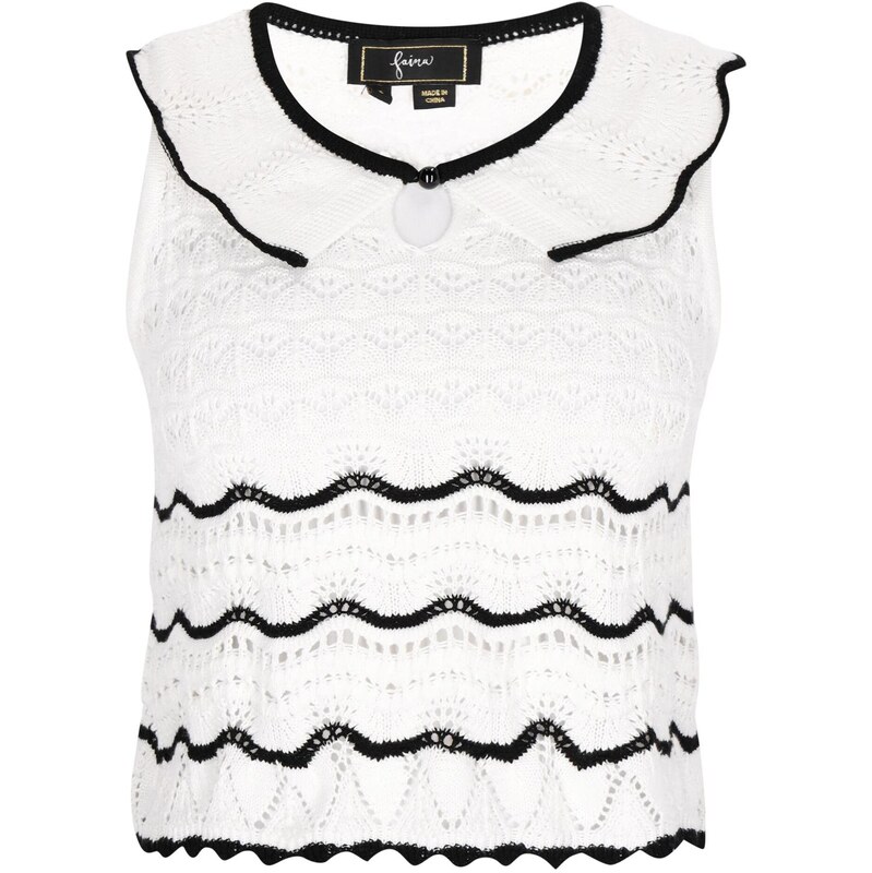 faina Vyšívaný top Fashion Look čierna / šedobiela 65875706