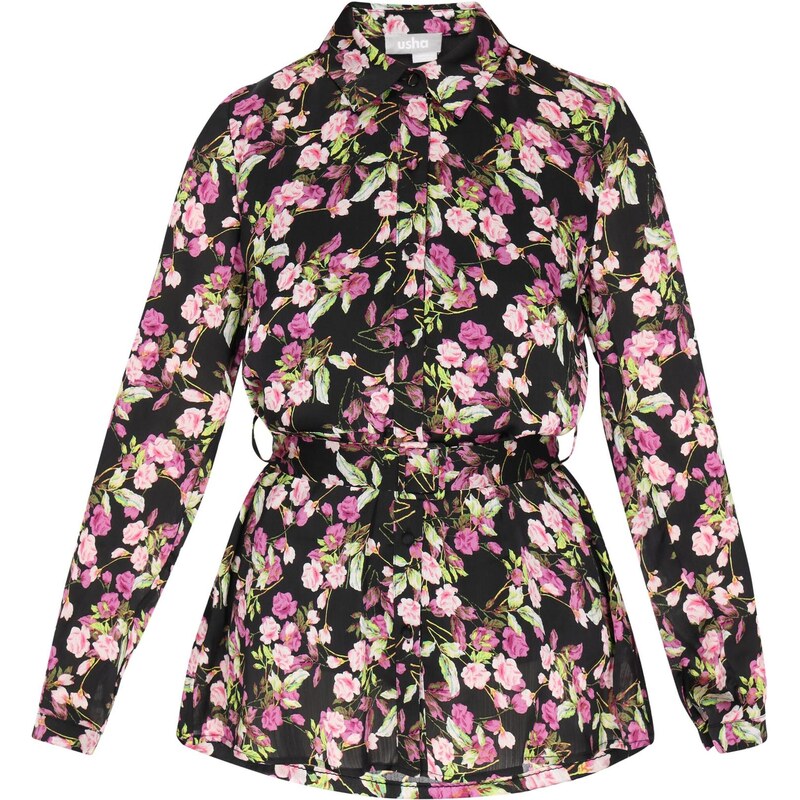 Usha Blúzka Fashion Look zelená / fialová / ružová / čierna 65875952