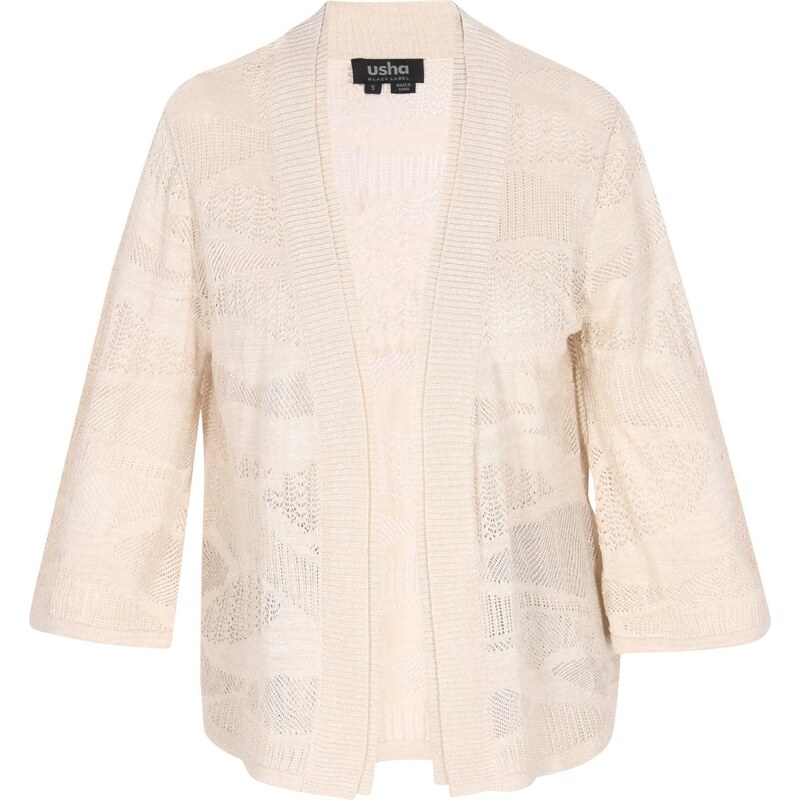 usha BLACK LABEL Kardigán Fashion Look šedobiela 65649295