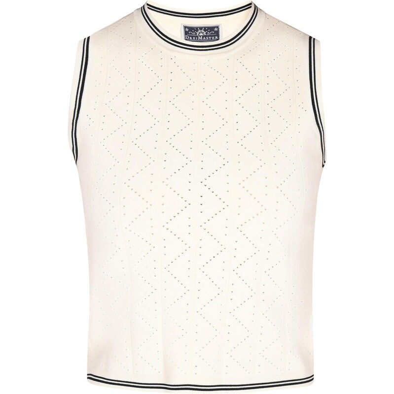 DreiMaster Maritim Vyšívaný top Nautical čierna / šedobiela 65876164