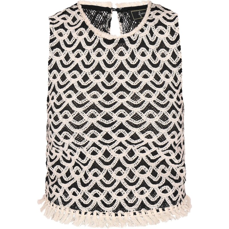 faina Vyšívaný top Fashion Look čierna / biela ako vlna 65876227