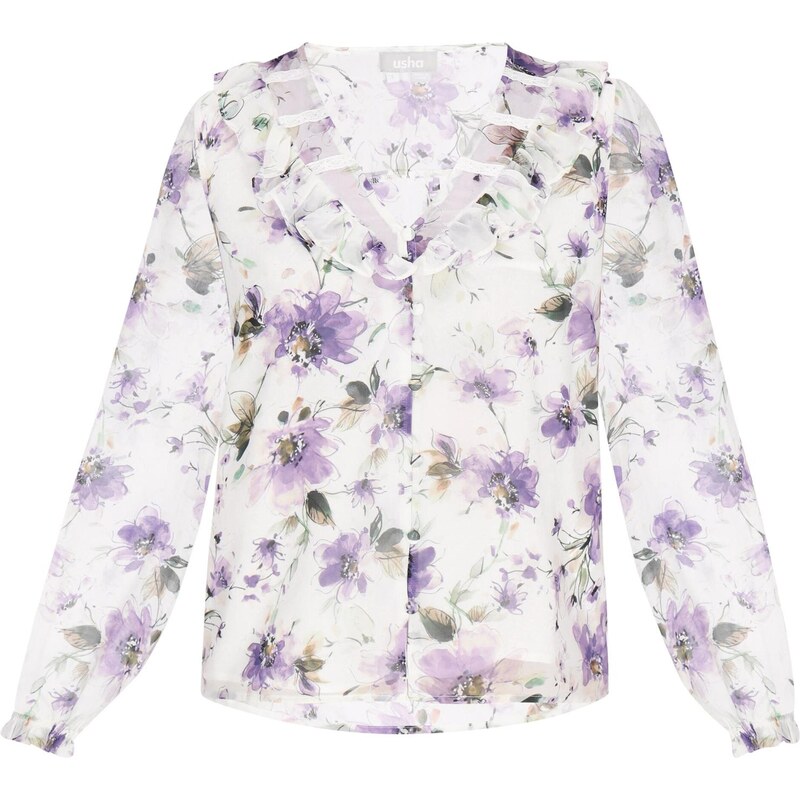 Usha Blúzka Fashion Look olivová / fialová / čierna / biela 65876465