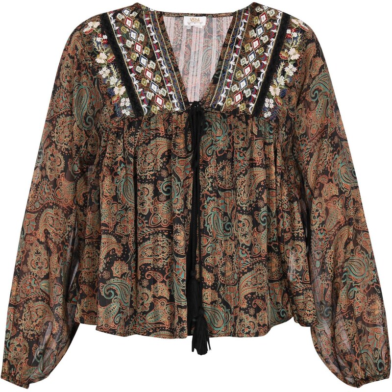 usha FESTIVAL Blúzka Folklore modrozelená / karamelová / čierna / 64356579