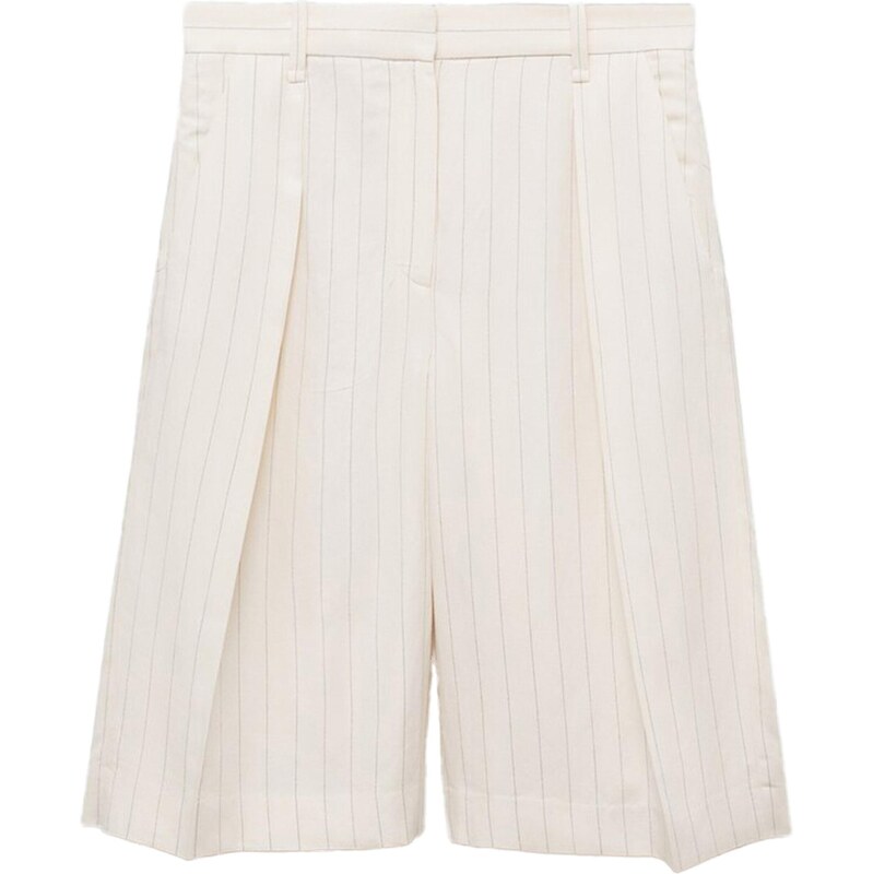 MANGO Nohavice s pukmi CAMBERRA sivá / prírodná biela 64472512