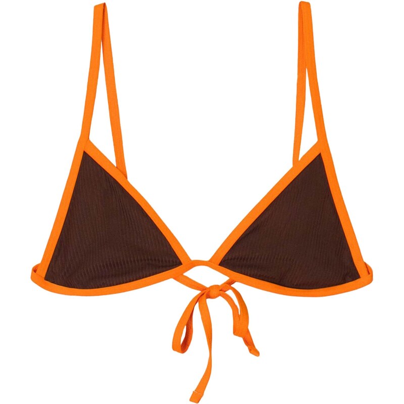 Bershka Bikinový top hnedá / tmavooranžová 65880648