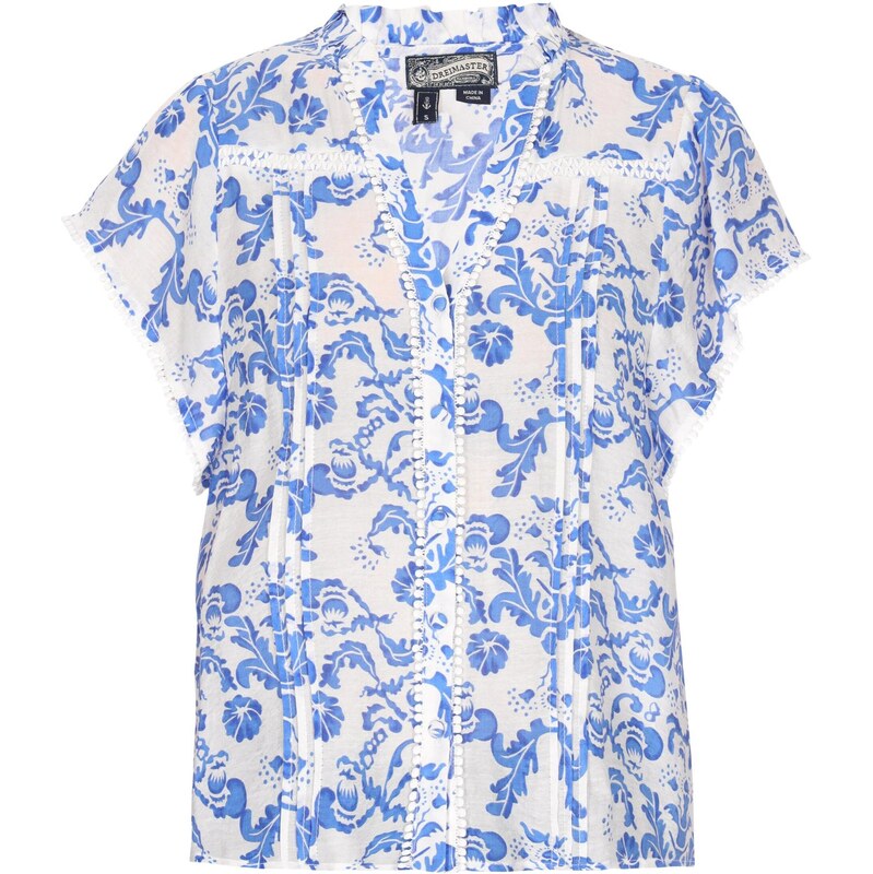 DreiMaster Vintage Blúzka Vintage modrá / biela 65877167