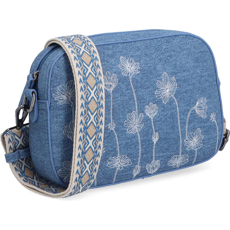 Kabelka zo syntetickej kože crossbody Indee modrá 6339 M 64020736