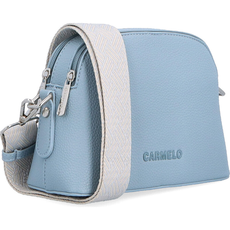 Kabelka zo syntetickej kože crossbody Carmelo modrá 4355 SM 64020773