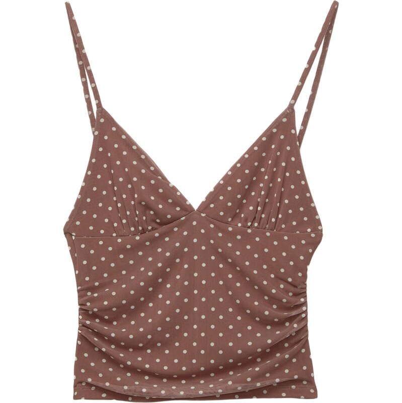 Pull&Bear Top hnedá / biela 65880538