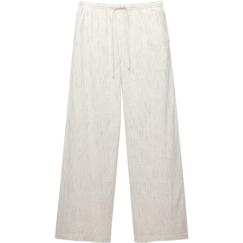 Pull&Bear Nohavice svetlobéžová / čierna 64927309