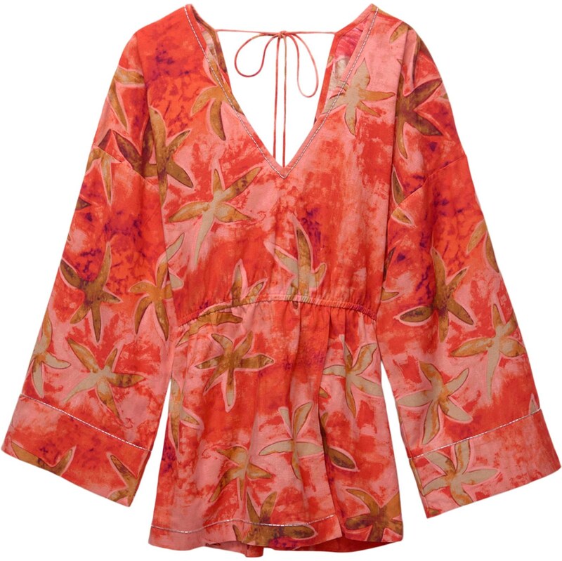 Pull&Bear Overal svetlozelená / mandarínková / červená / pastelovo 64100229