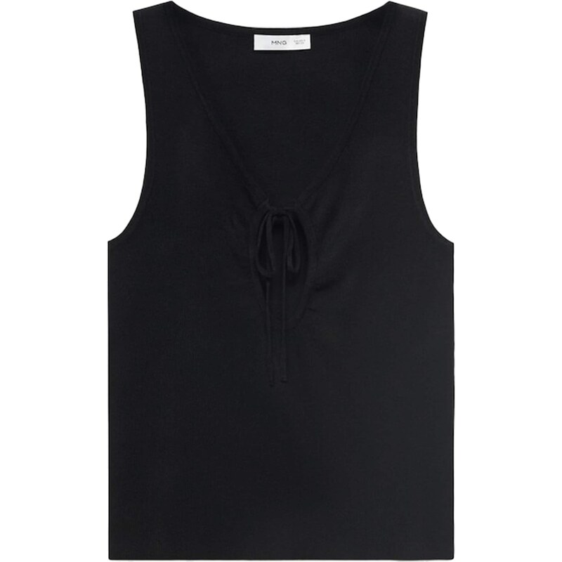 MANGO Vyšívaný top FORAT čierna 65880600