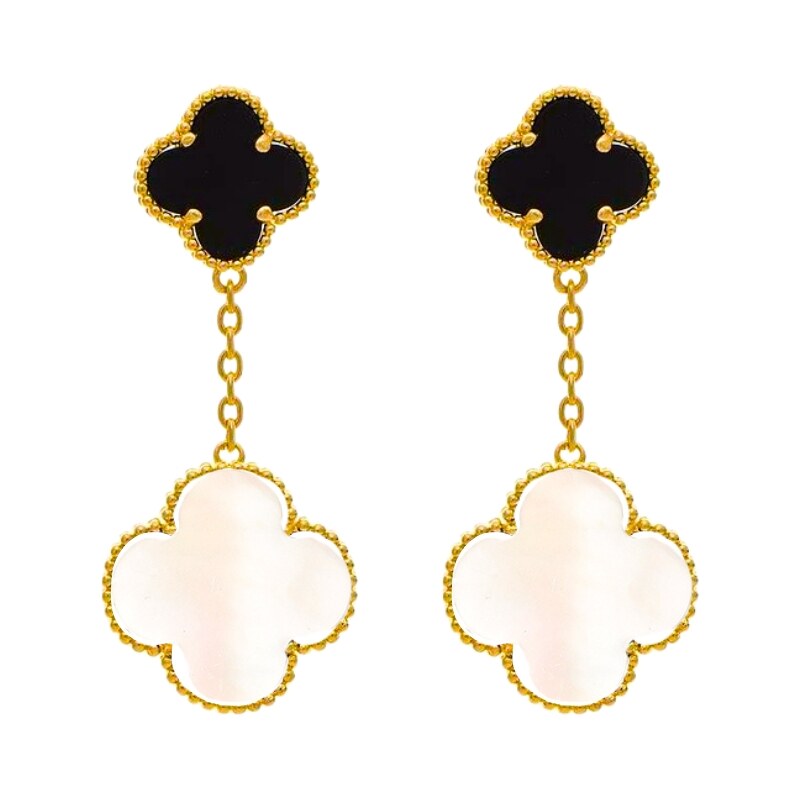 MAJYA Strieborné náušnice LUCKY MIJA black & white pozlátené 11835 64582460