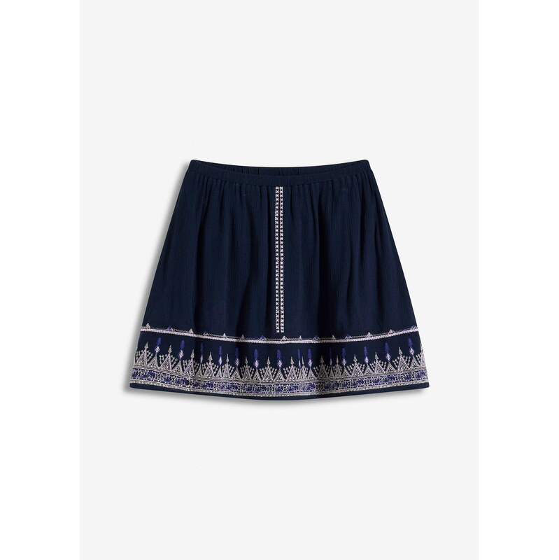 bonprix Mini sukňa s výšivkou, farba modrá 64039429