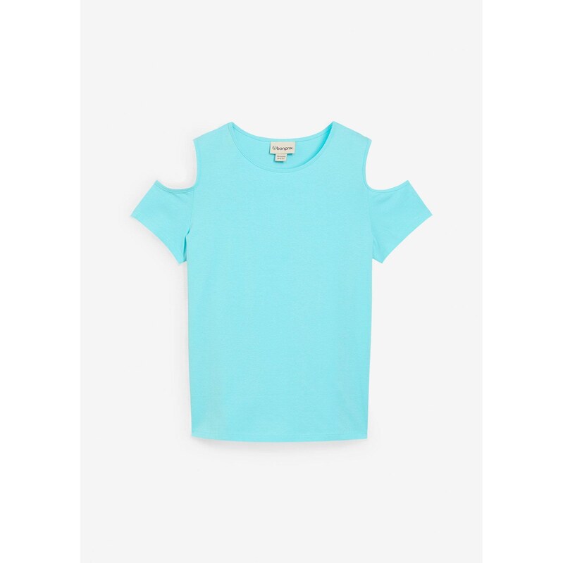 bonprix Tričko Cold-Shoulder, z čistej bio bavlny, farba modrá 64039512