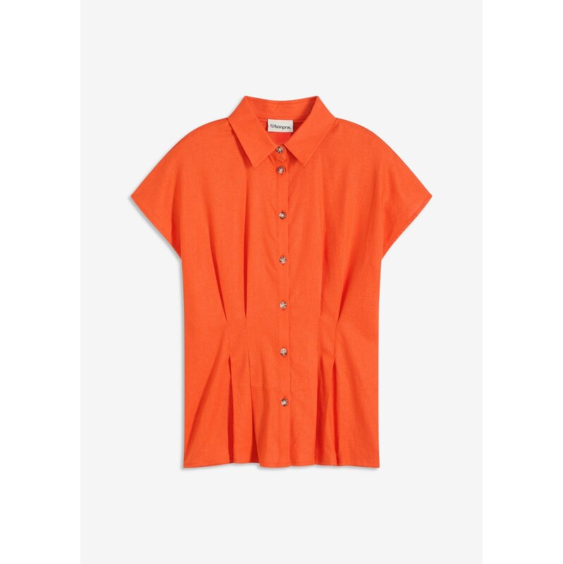 bonprix Blúzka s krátkym rukávom, vzdušný plátený mix, farba červená 64039533