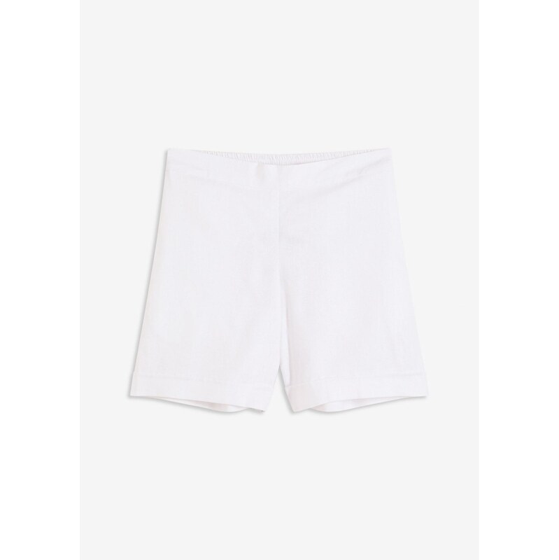 bonprix Šortky bez zapínania zo vzdušného pláteného mixu, farba biela 64039547