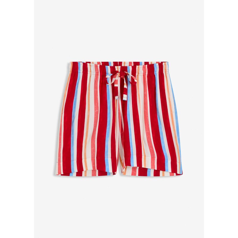 bonprix Šortky bez zapínania z jemnej viskózy, farba červená 64039549