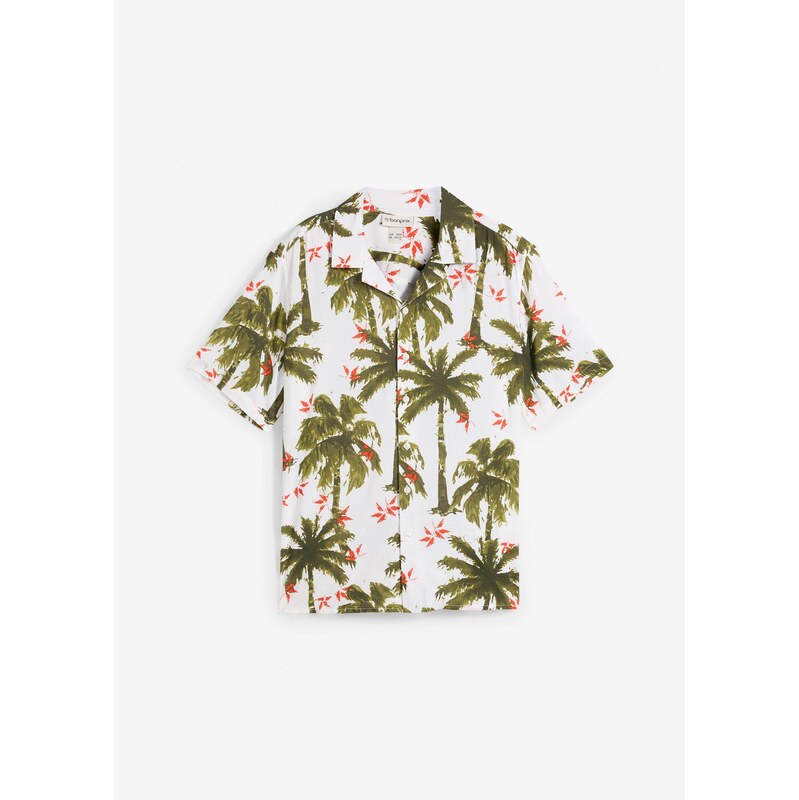bonprix Košeľa s krátkym rukávom z viskózy, Loose Fit, farba biela 64039580