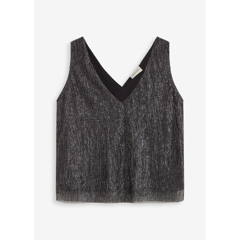 bonprix Top Cropped s hlbokým výstrihom, farba čierna 64039602