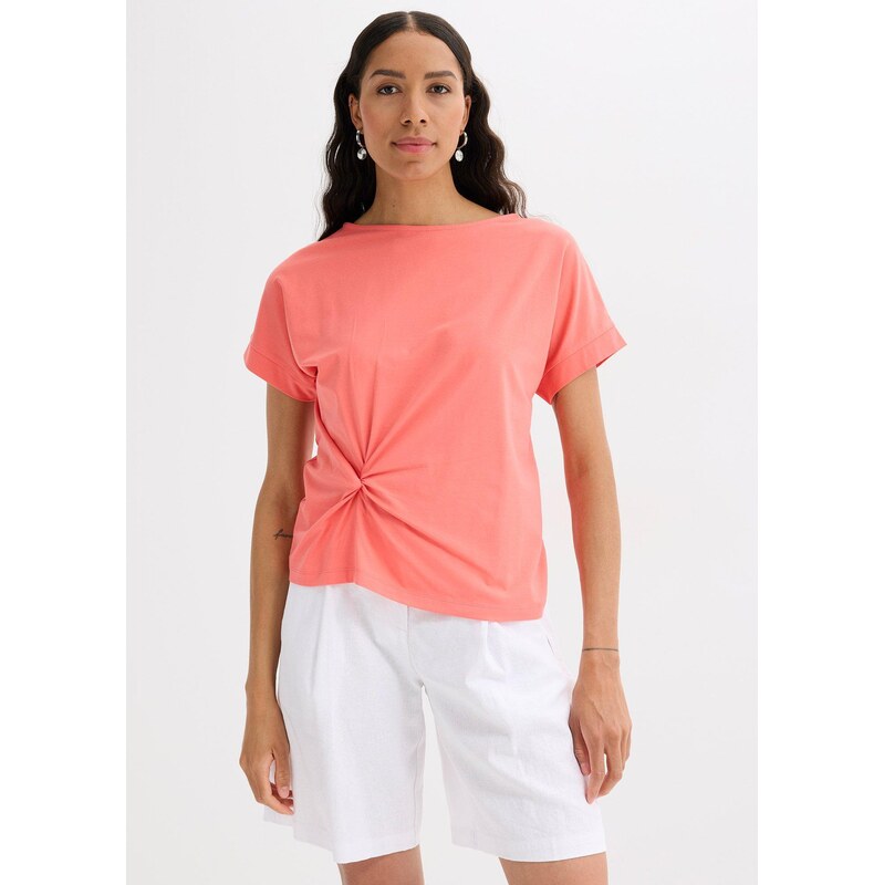 bonprix Tričko s uzlíkovým detailom, farba ružová 64039481