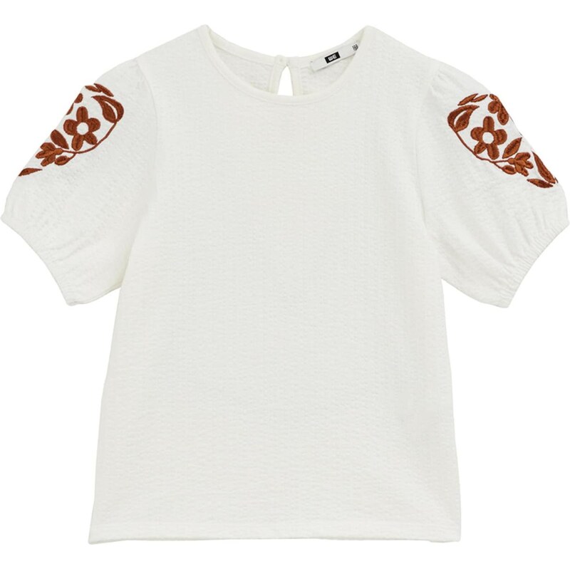 WE Fashion Tričko hnedá / šedobiela 65654539