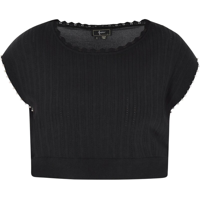 faina Vyšívaný top Fashion Look čierna 65876487