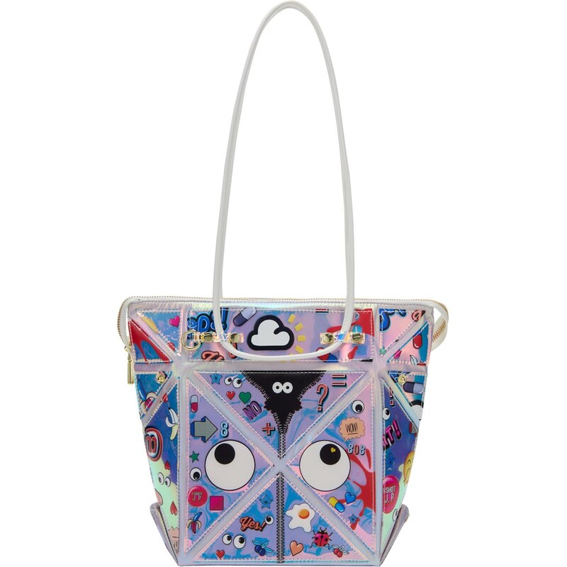 MYMO Kabelka na rameno Pop Eyetheme levanduľová / čierna / strieborná 65652288