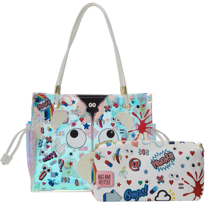 MYMO Shopper Pop Eyetheme modrá / žltá / biela 65707117