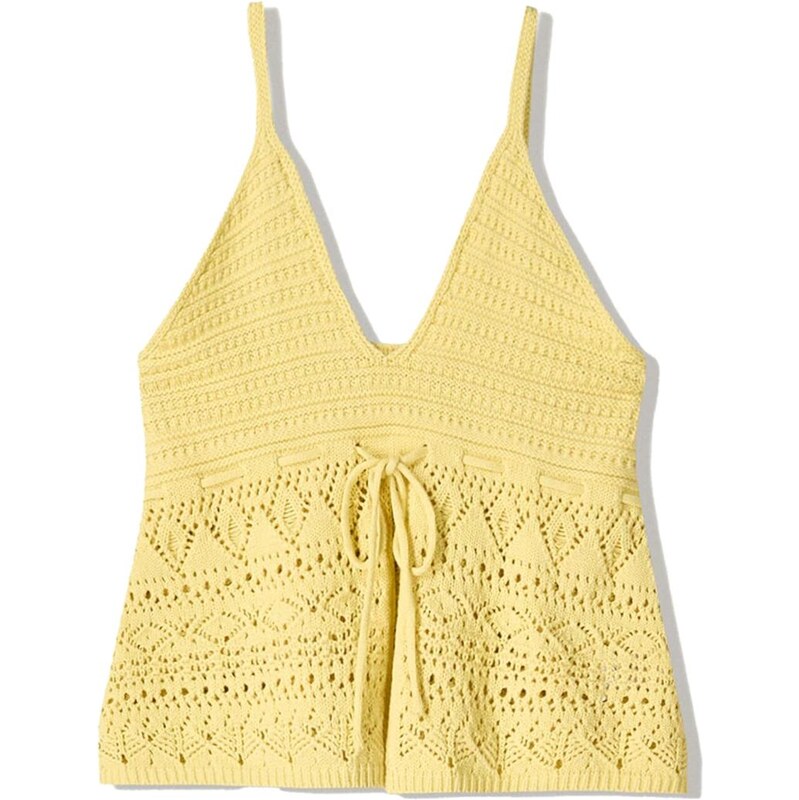 Bershka Vyšívaný top žltá 65979734