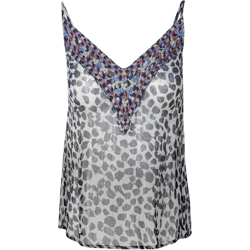 KOROSHI Top námornícka modrá / burgundská / šedobiela 65880847