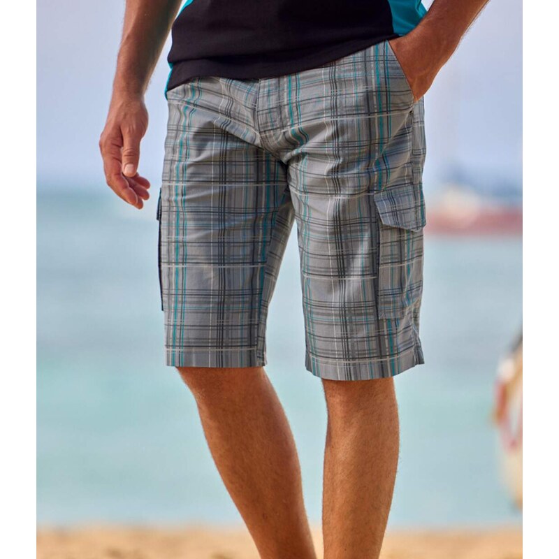 Kockované voľnočasové bermudy Atlas For Men Kostkovaná 64046054