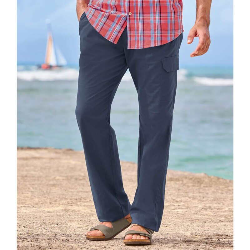 Pohodlné voľnočasové kapsáčové nohavice Atlas For Men Modrá 64046047