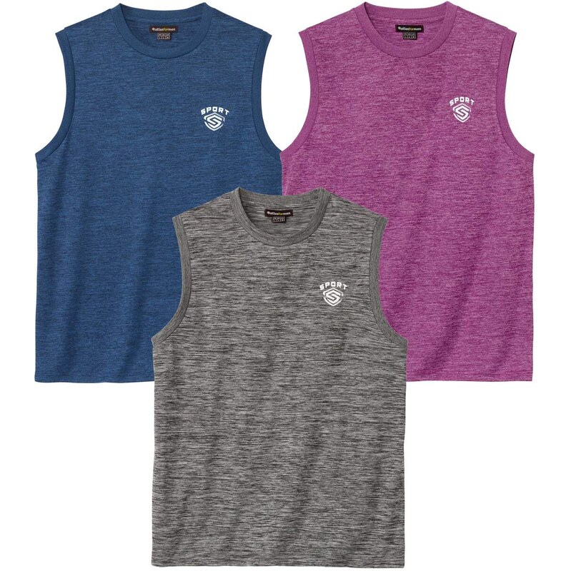 Sada 3 športových tielok Atlas For Men Fialová 64046066