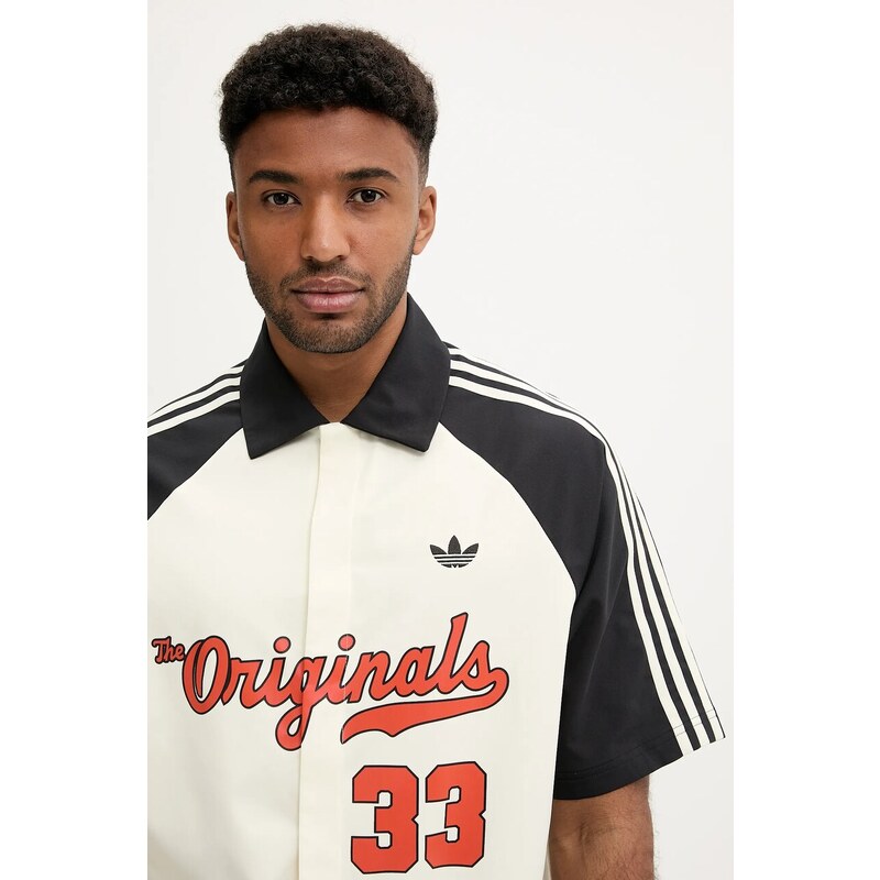 Košeľa adidas Originals Winter Shooter béžová farba, voľný strih, JM0514