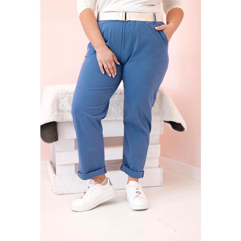 MladaModa Oversize nohavice s opaskom model 52293-4 farba džínsová 64102011