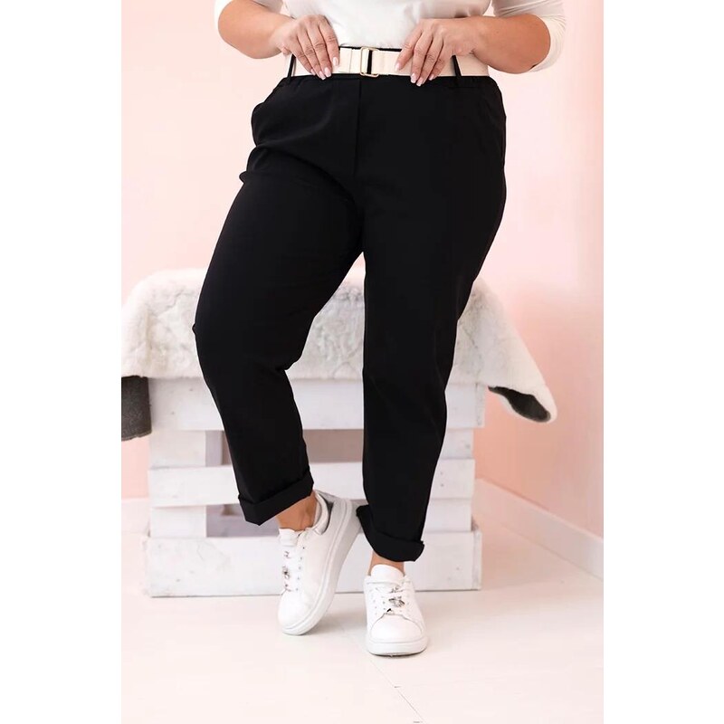 MladaModa Oversize nohavice s opaskom model 52293-4 čierne 64102014