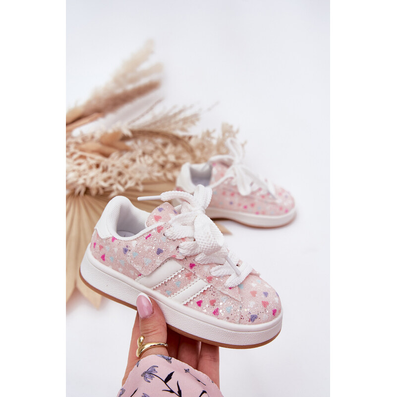 Boto Lesklé Dievčenské Športové Topánky Srdiečka Ružové Tessina 64695732