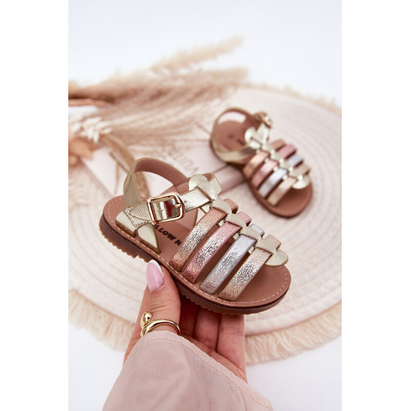 Boto Detské Sandále Dievčenské Z Eko Kože Zlaté Mariana 64695932