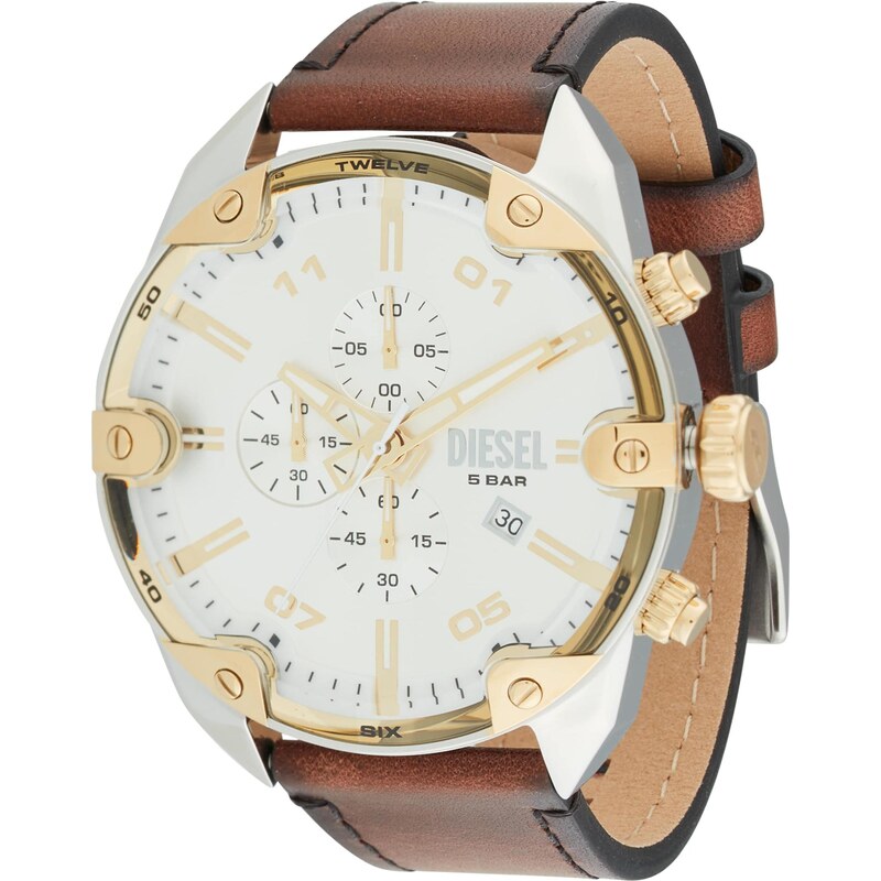DIESEL Analógové hodinky SPIKED hnedá / zlatá / strieborná 65189946