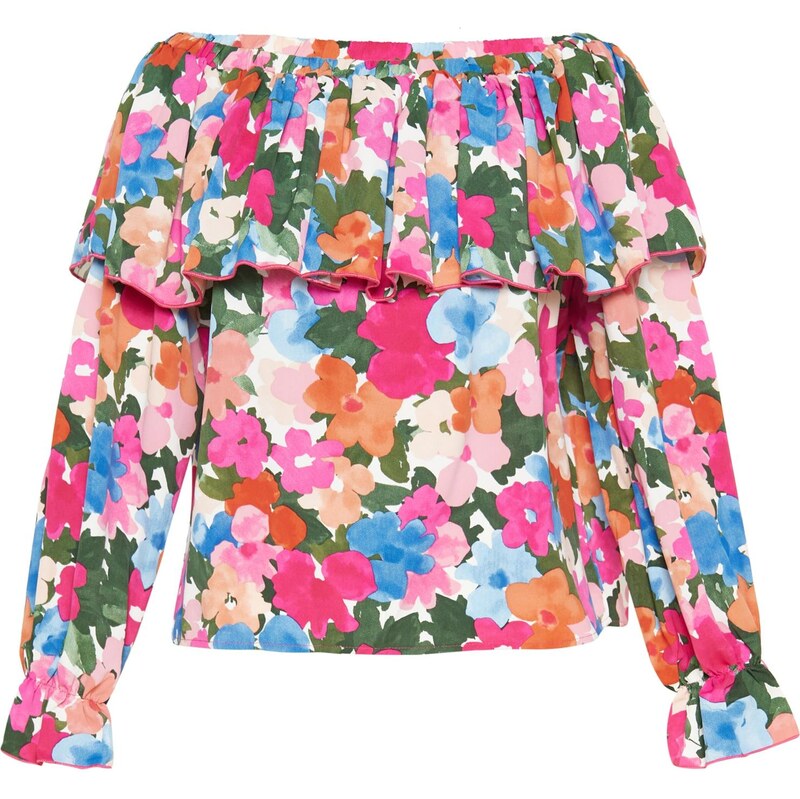 Usha Tričko Fashion Look nebesky modrá / tmavozelená / ružová / 66142111