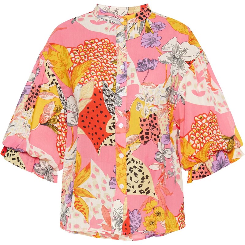 Usha Blúzka Fashion Look zlatá žltá / levanduľová / svetloružová / 66142195